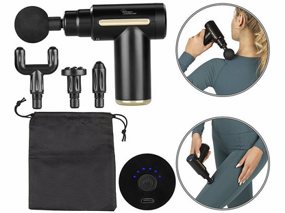 Pistolet de Massage Musculaire mini massage Gun, 4 Têtes de Massage